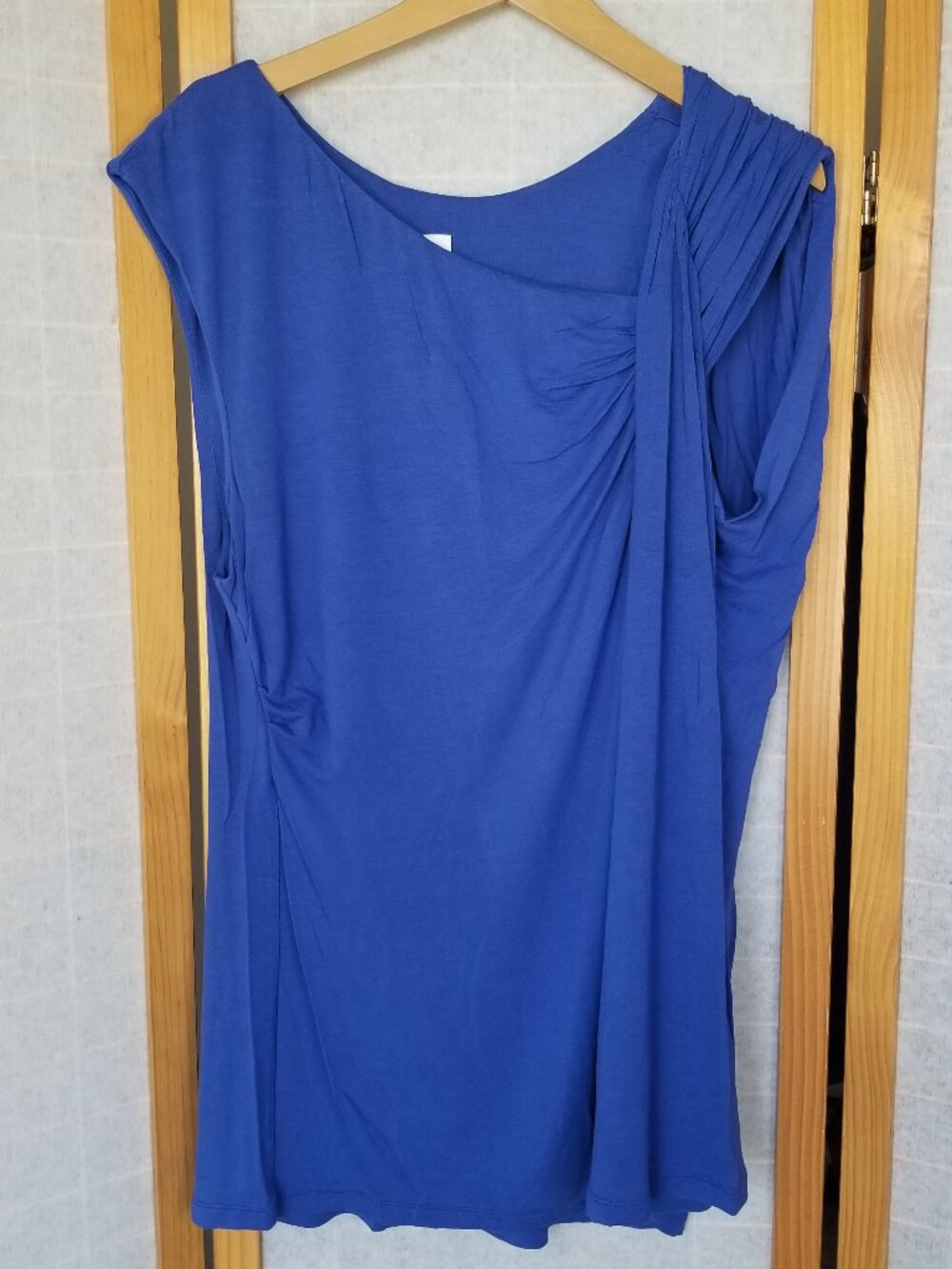 Marc Bouwer Sapphire Blue Tunic Top Size Large Twist Front